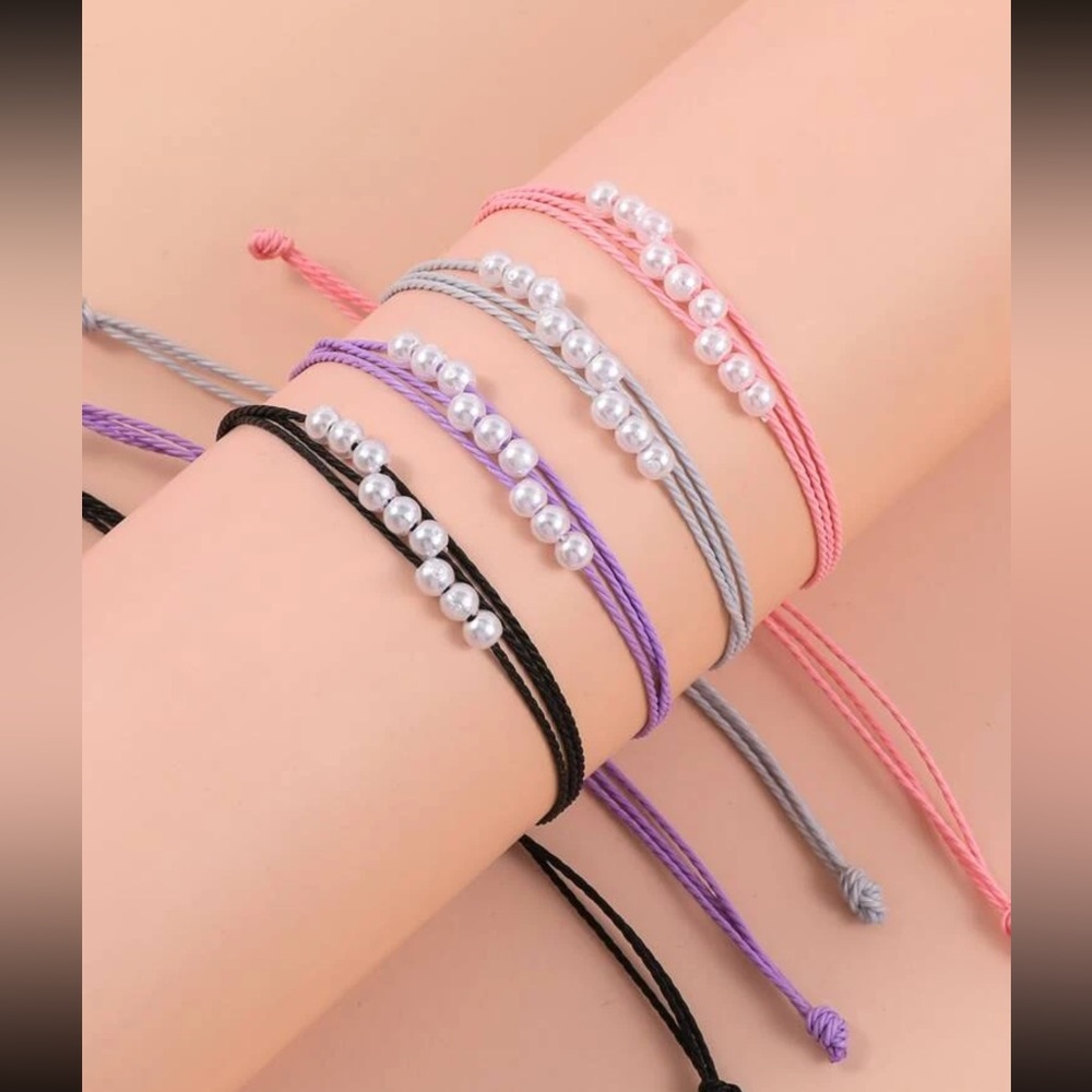 ๐ Awesome Layered Faux Pearl Adjustable Bracelet Available In Various Colors ๐